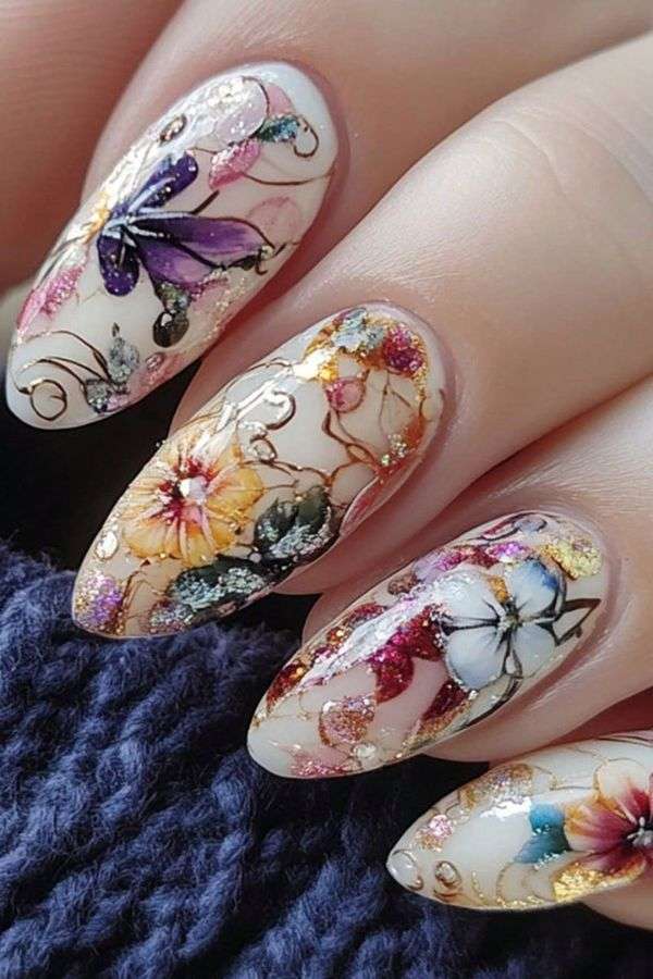 Floral and Butterfly Nail Art image 1