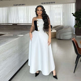 Strapless Colorblock Maxi Dress - S, White image
