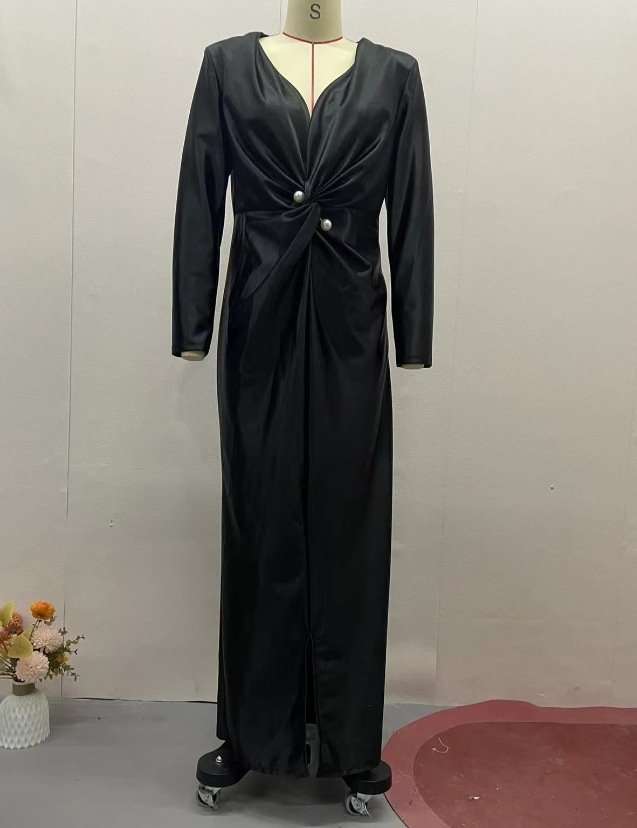 V-Neck Pleated Evening Gown image 5