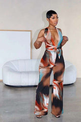 Multicolor Abstract Wrap Jumpsuit image 0
