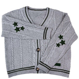 Cable-Knit Cardigan with Embellishments - L, Grey image