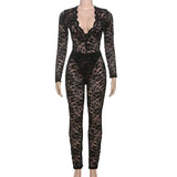 Deep V Two Piece Mesh Bodysuit Set image 3