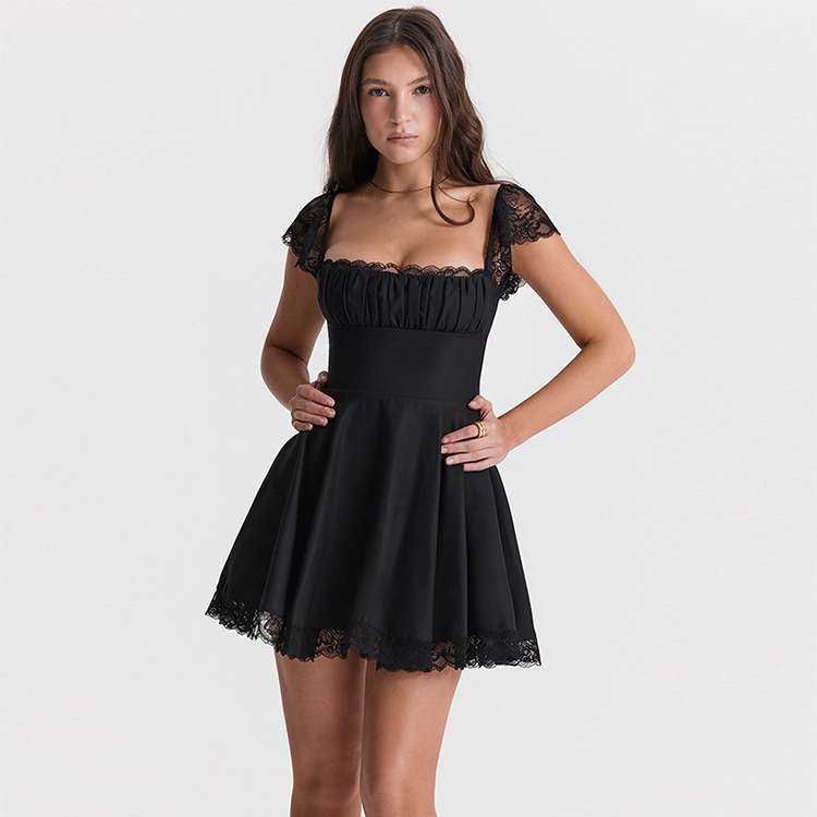 Lace-Trim A-Line Dress image 3