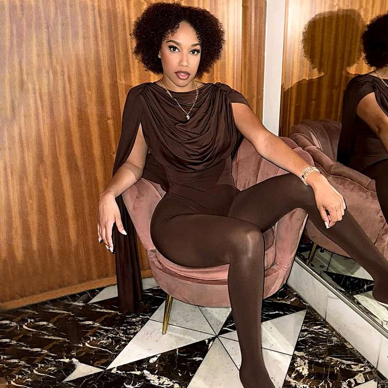 Elegant Sheer Jumpsuit with Caped Sleeves image 2