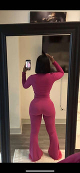 Solid Zipper Slim Two Piece Tracksuits Set image 4