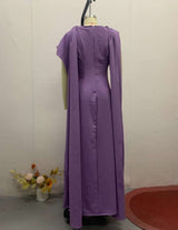 Pleated Maxi Dress with Draped Cape image 2