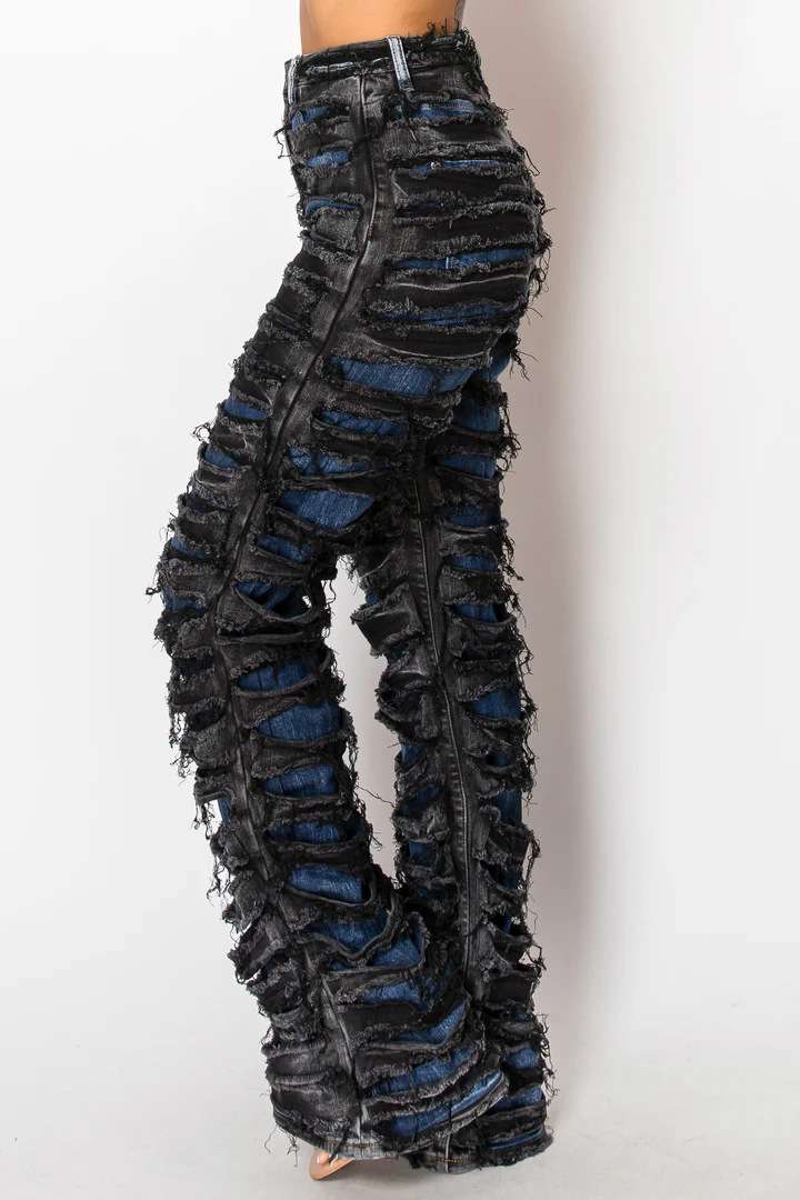 Frayed Ripped High Rise Pants image 4