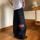 Embroidered Denim Raw Edge Pants - M, Multi Red image