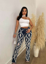 High Waist Ripped Distressed Denim Pant - L, Denim Blue image