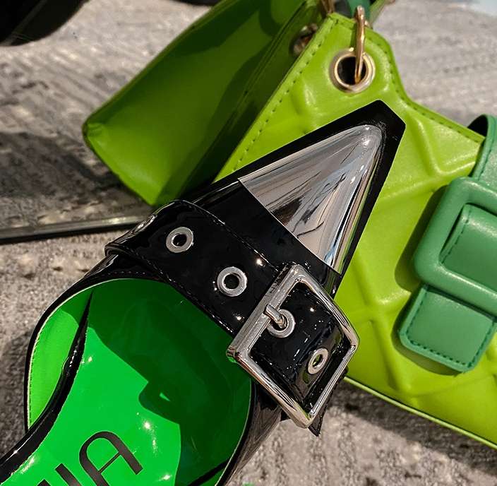 Pointed Toe Stiletto Metal Heels Ankle Buckle Straps image 2