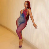 Vibrant Multicolor Striped Halter Jumpsuit image 5