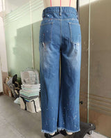 Artistic Ripped Denim Jeans image 3