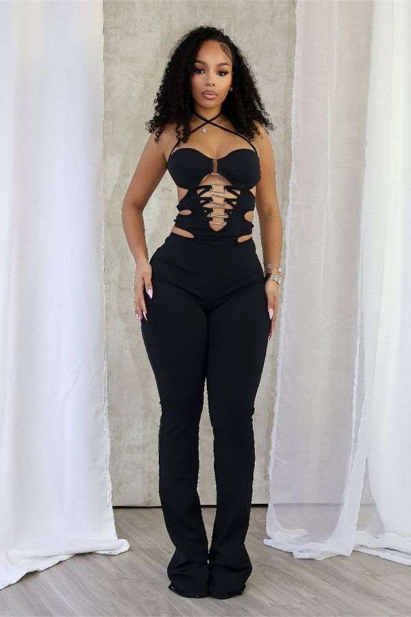 Cutout Lace-Up Front Jumpsuit image 0