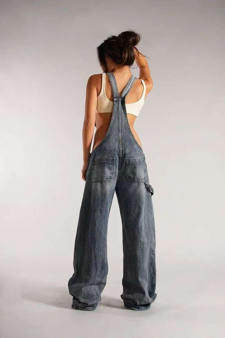 Utility Zipper Up Button Jeans Jumpsuit image 4