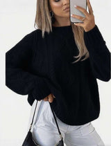 Cozy Cable Knit Pattern Sweater - S, Black image