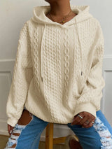 Cable Knit Hoodie - L, Beige image