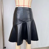 Faux Leather High-Waist Flared Skirt image 3