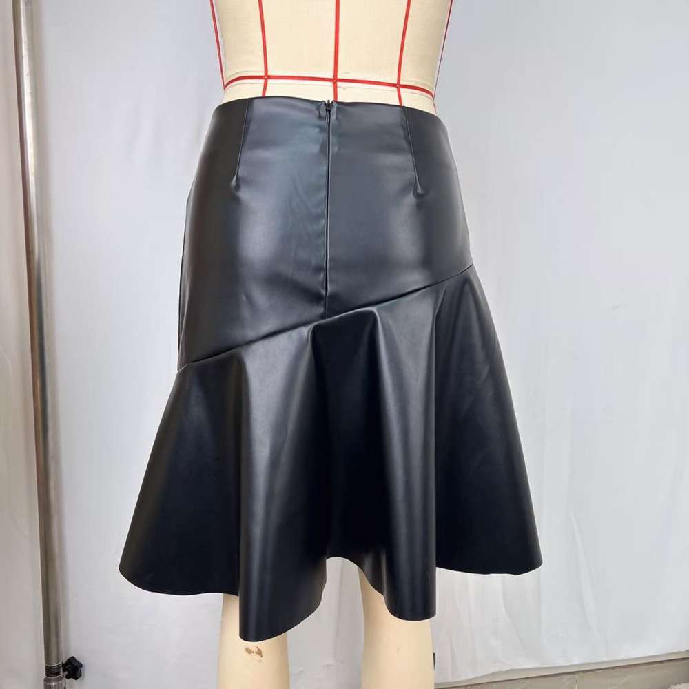 Faux Leather High-Waist Flared Skirt image 3