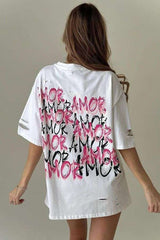 Casual Oversized T-Shirt with Graffiti Print image 1