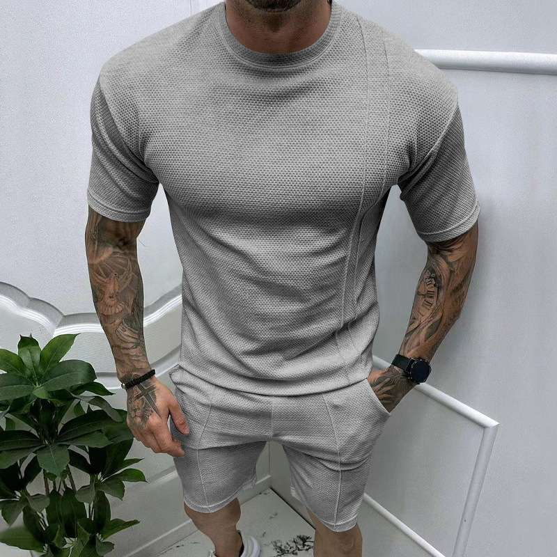 Men's Athletic Mesh T-Shirt & Shorts Set - S, Grey image