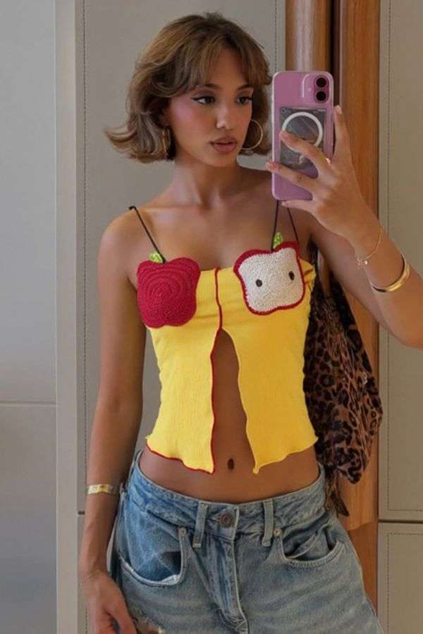 Cute Apple and Toast Crocheted Top image 0
