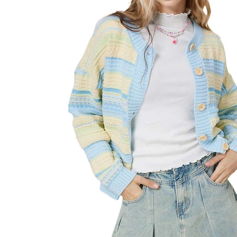 Versatile Striped Knit Cardigan Jacket image 2