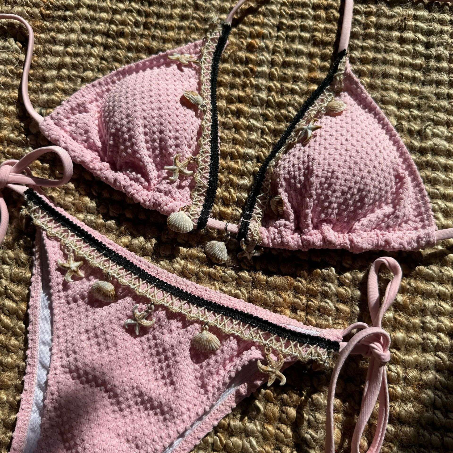 Textured Triangle Bikini with Shell & Star Charm image 7