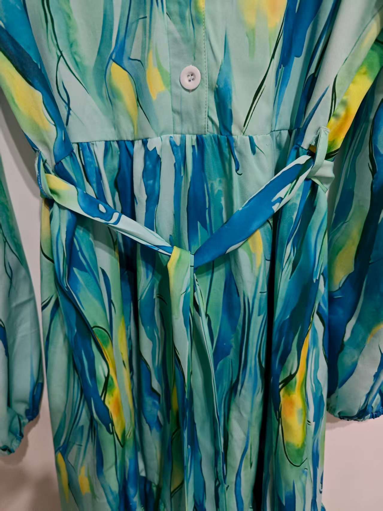 Abstract Print Maxi Dress with Tie Waist image 2