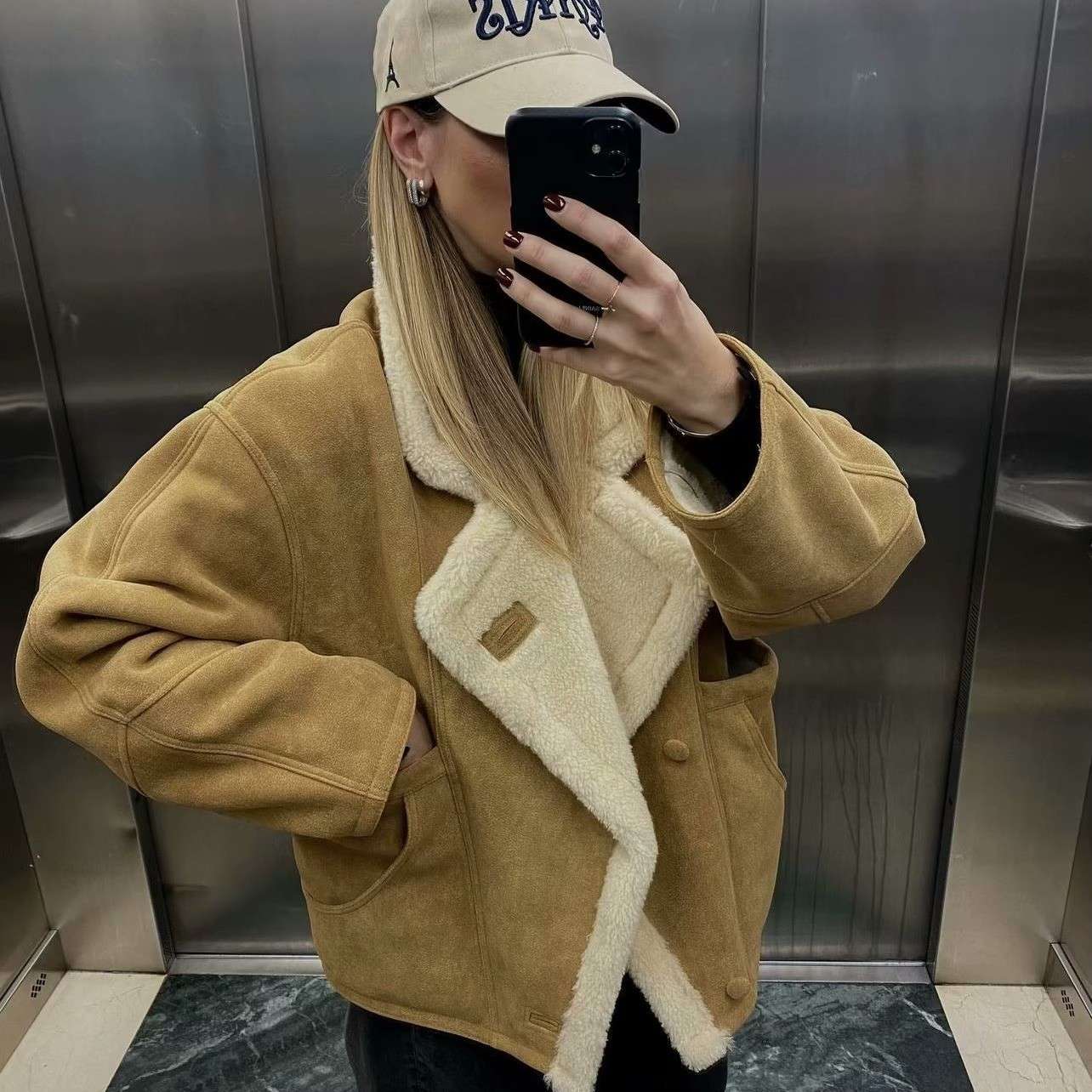 Oversize Long Sleeve Winter Jacket - M, Oat Beige image