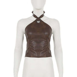 Faux Leather Halter Top with O-Ring Detail image 4