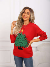 Festive Red Christmas Tree Sweater - M, Red image