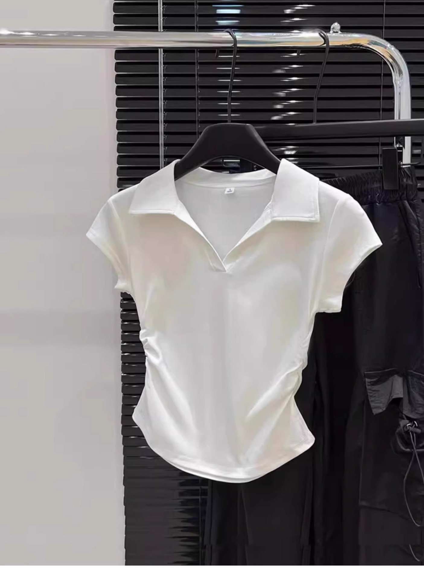 Ruched Polo Crop Top image 4