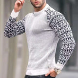 Round Neck Sweater With Patterned Sleeves image 4