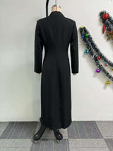 Elegant Black Double-Breasted Long Coat image 4