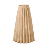 High Waist Pleated A-Line Flared Maxi Skirts image 3