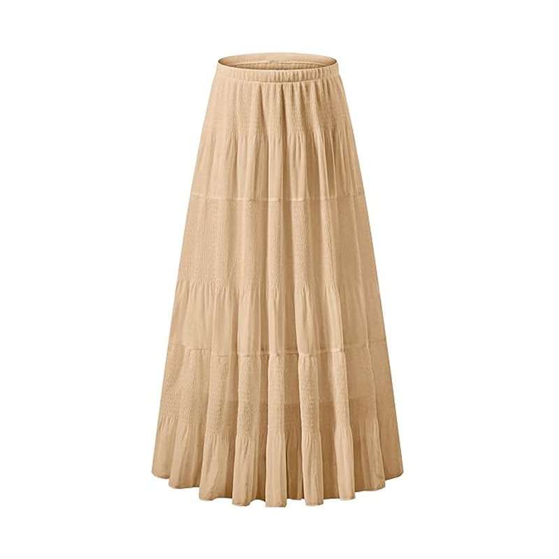 High Waist Pleated A-Line Flared Maxi Skirts image 3