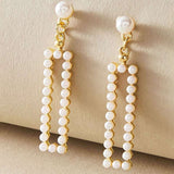 Pearl Rectangle Drop Earrings image 3