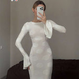 Long-Sleeve Maxi Dress with Shell Pattern image 2