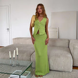 Two-Piece Outfit with Gold Accent - M, Green image