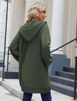 Casual Green Zip-Up Hooded Jacket image 3