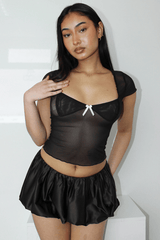 Satin Puff Mini Skirt image 2