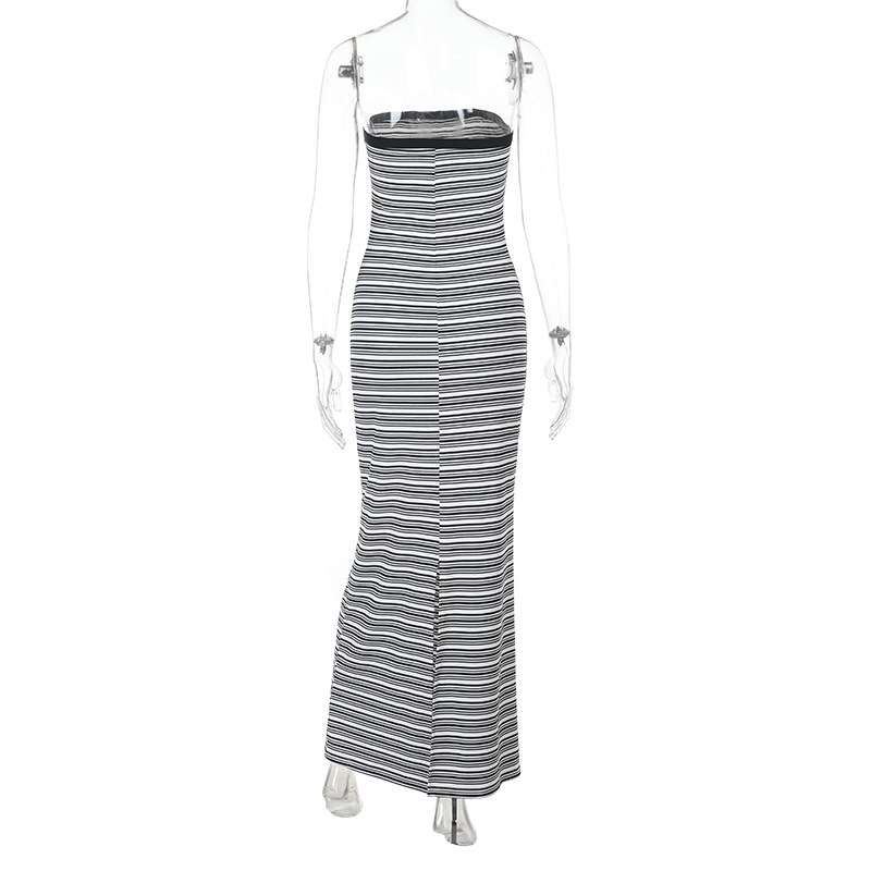 Striped Strapless Maxi Dress image 4