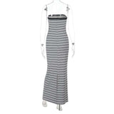 Striped Strapless Maxi Dress image 4