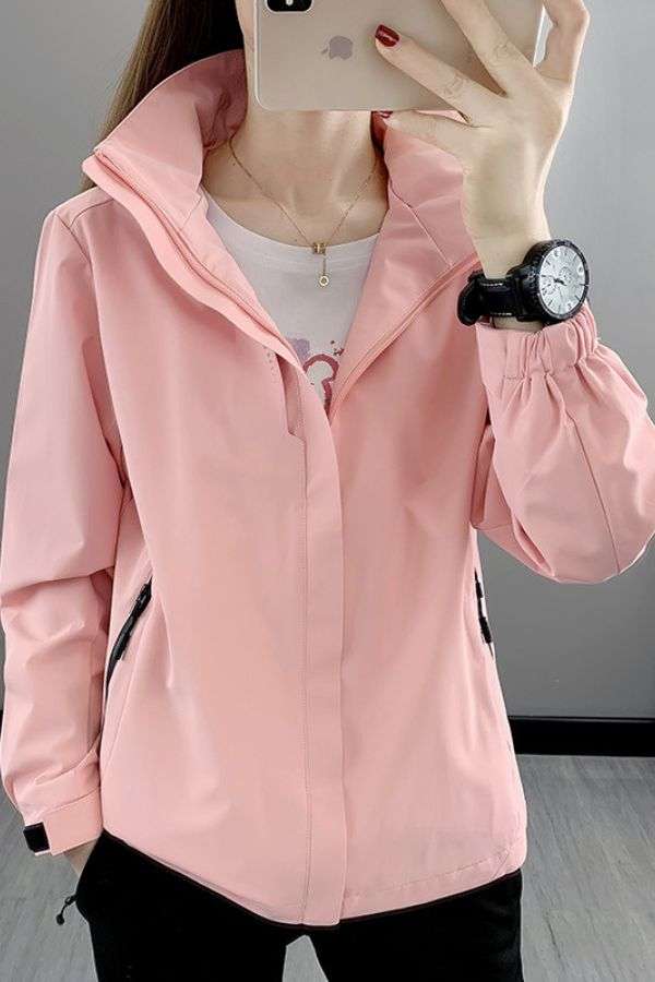 Running Wear Casual Sports Windbreaker Jacket - XL, Pink image