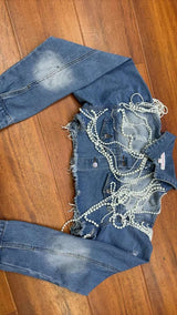 Chain Fashion Denim Coat Short Jacket image 5