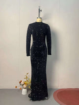 Black Starry Night Sequin Evening Gown image 6