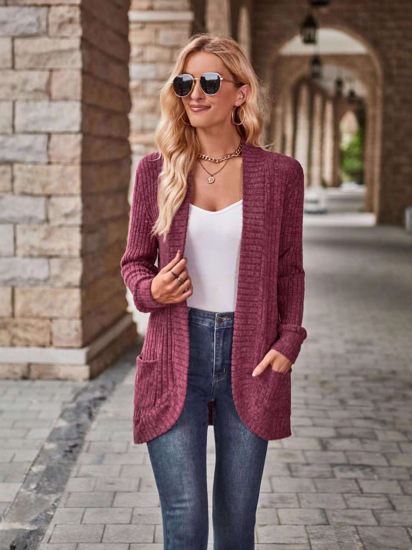 Stylish Knit Jacket with Pockets image 1
