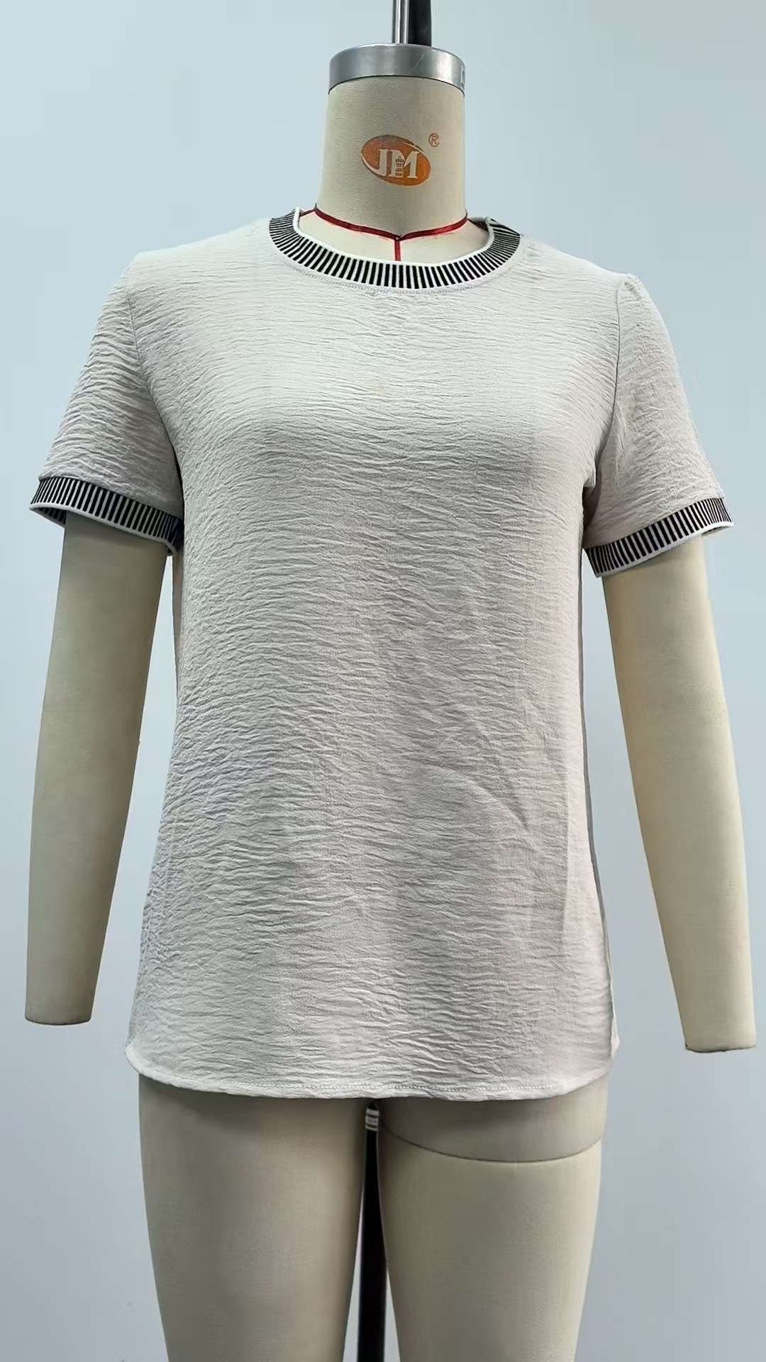 Textured Short-Sleeve T-Shirt with Trim image 5