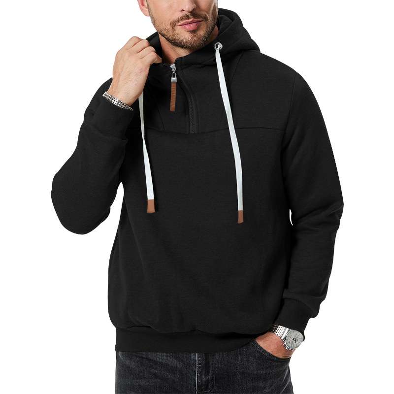 Casual Solid Hooded Sweatshirt - S, Black image