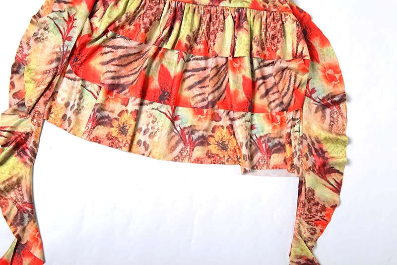 Tropical Print Ruffle Halter Mini Dress image 4